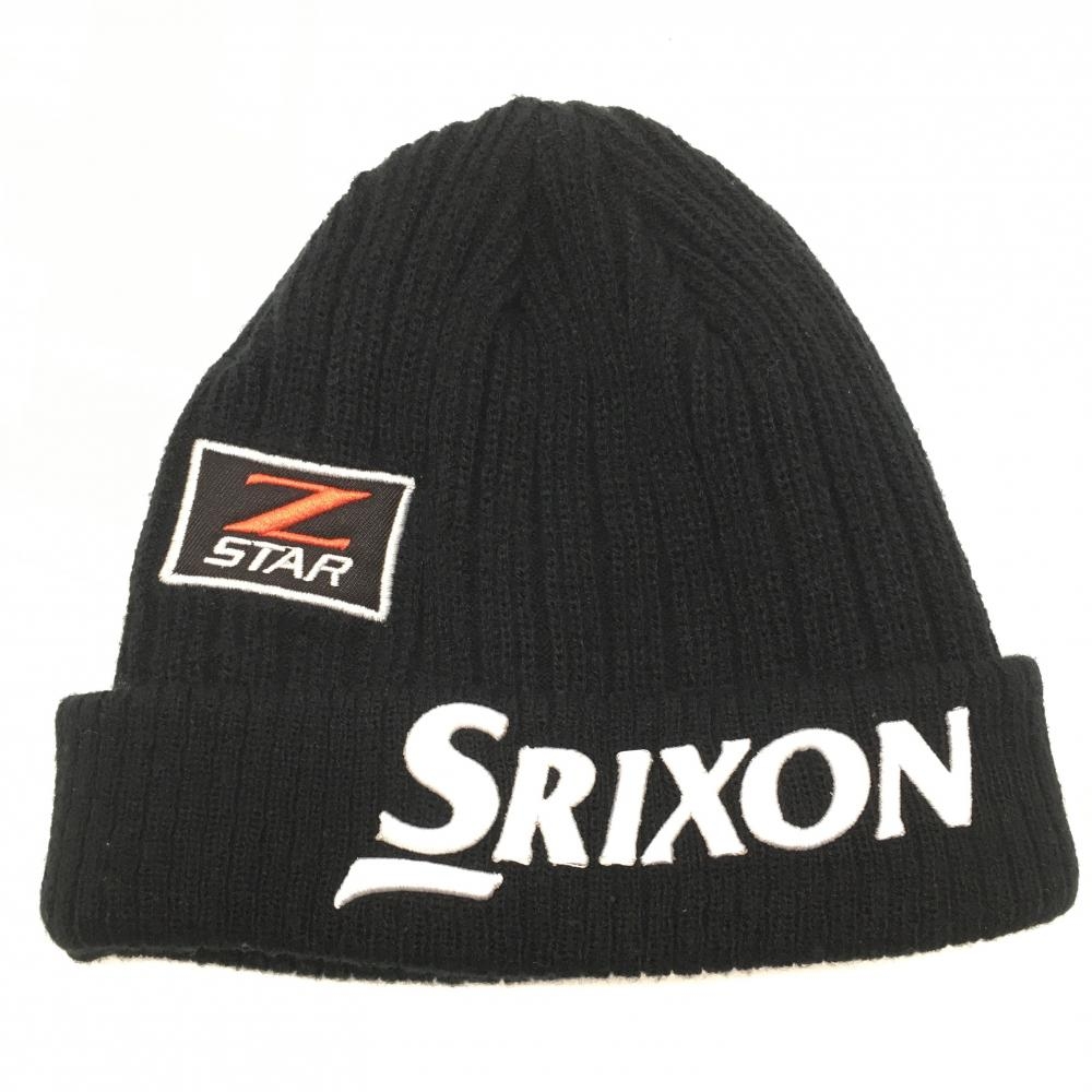 スリクソン ニット帽 黒×白 ロゴ刺しゅう  F   ゴルフウェア SRIXON