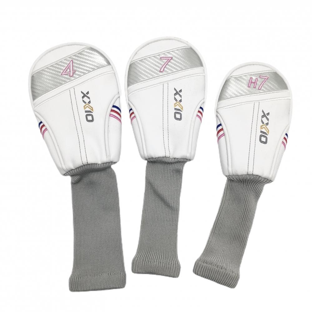 【美品】ゼクシオ ヘッドカバー3点セット(UT FW×2) 白×グレー ハイブリット ゴルフ XXIO