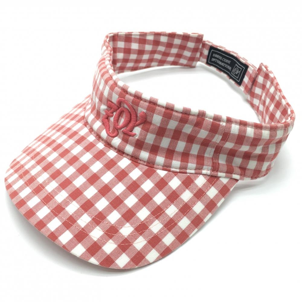 ゾーイ サンバイザー レッド×白 チェック柄 立体ロゴ刺しゅう  ゴルフウェア ZOY