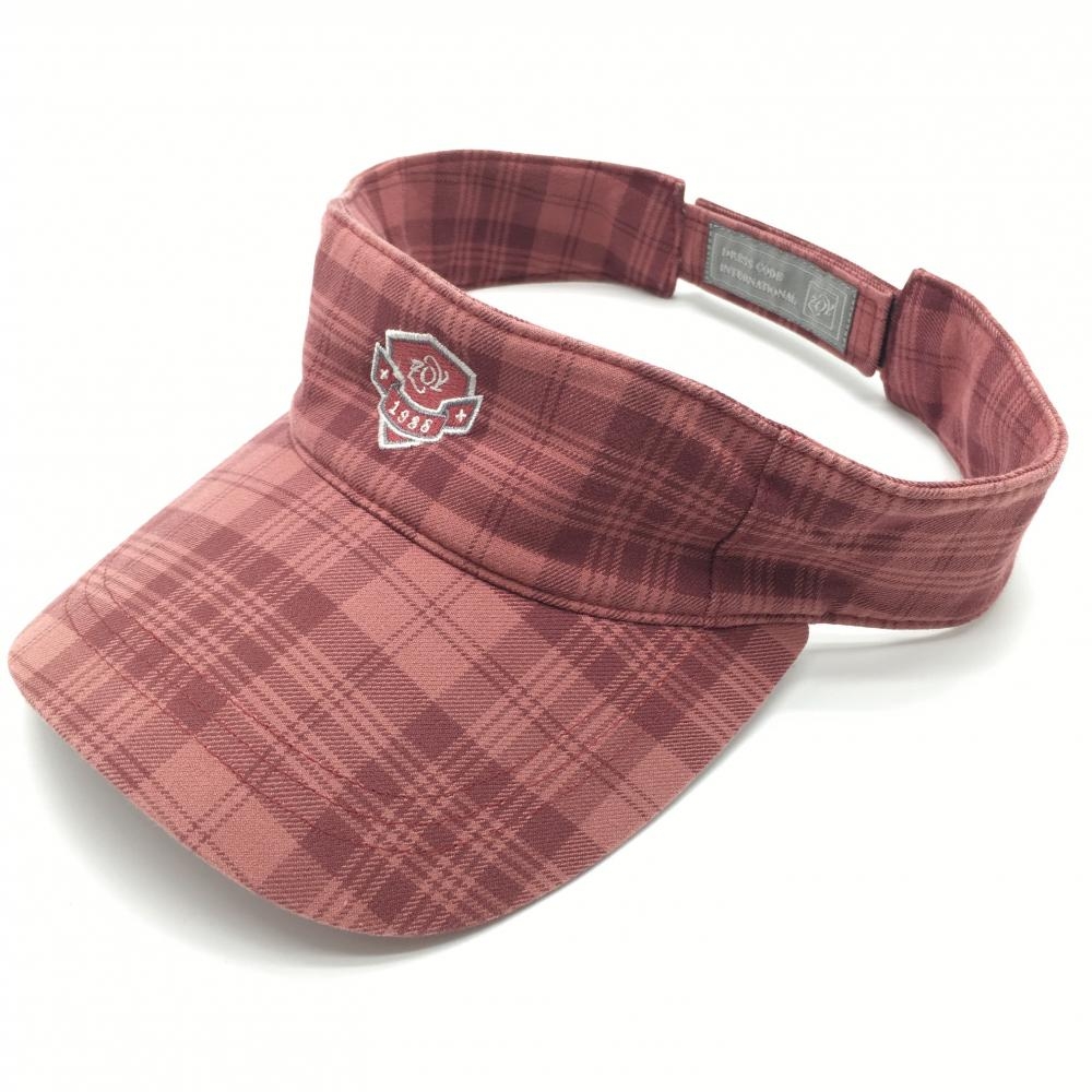 【美品】ゾーイ サンバイザー スモーキーピンク×パープル チェック柄 ロゴ刺しゅう  ゴルフウェア ZOY