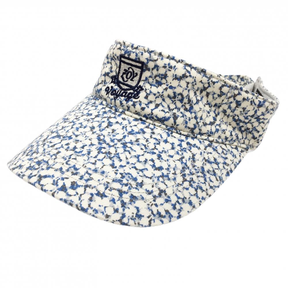 【超美品】ゾーイ×LIBERTY サンバイザー アイボリー×ブルー 総柄 フロントロゴ   ゴルフウェア ZOY