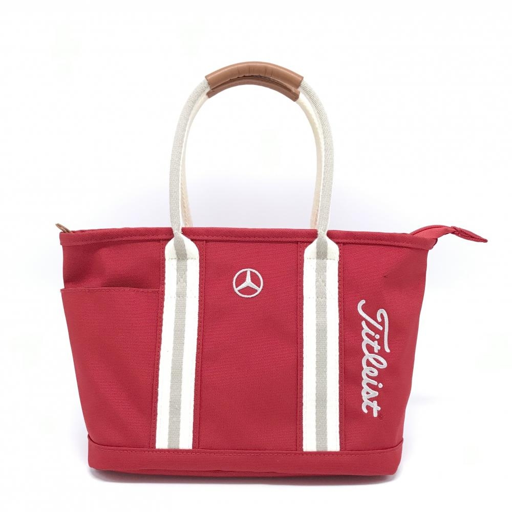 【美品】タイトリスト×メルセデスベンツ カートバッグ レッド×白系×グレー ロゴ刺しゅう  ゴルフ TITLEIST
