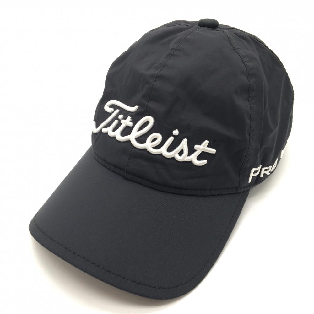 【美品】タイトリスト レインキャップ 黒×白 裏地メッシュ フットジョイ PRO V1 ナイロン100％  ゴルフウェア TITLEIST