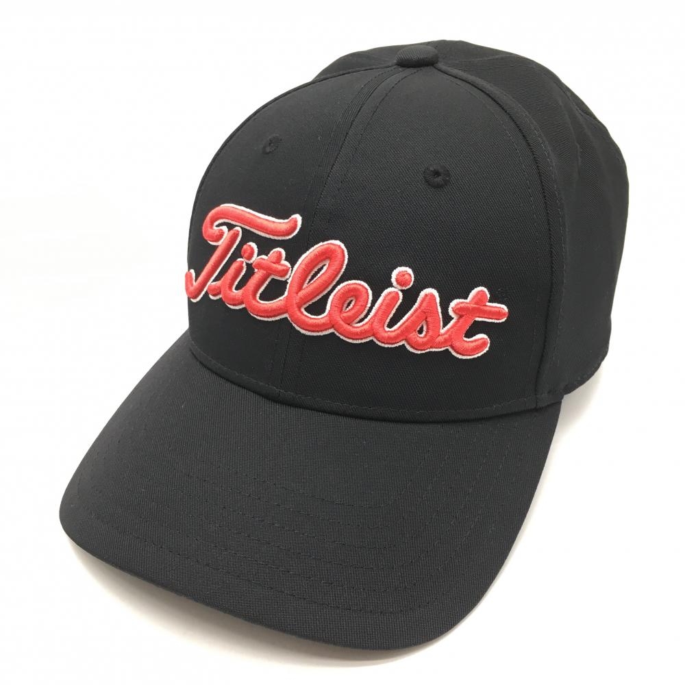 【超美品】タイトリスト キャップ 黒×レッド 立体ロゴ刺しゅう  フリー(57-59cm）  ゴルフウェア TITLEIST