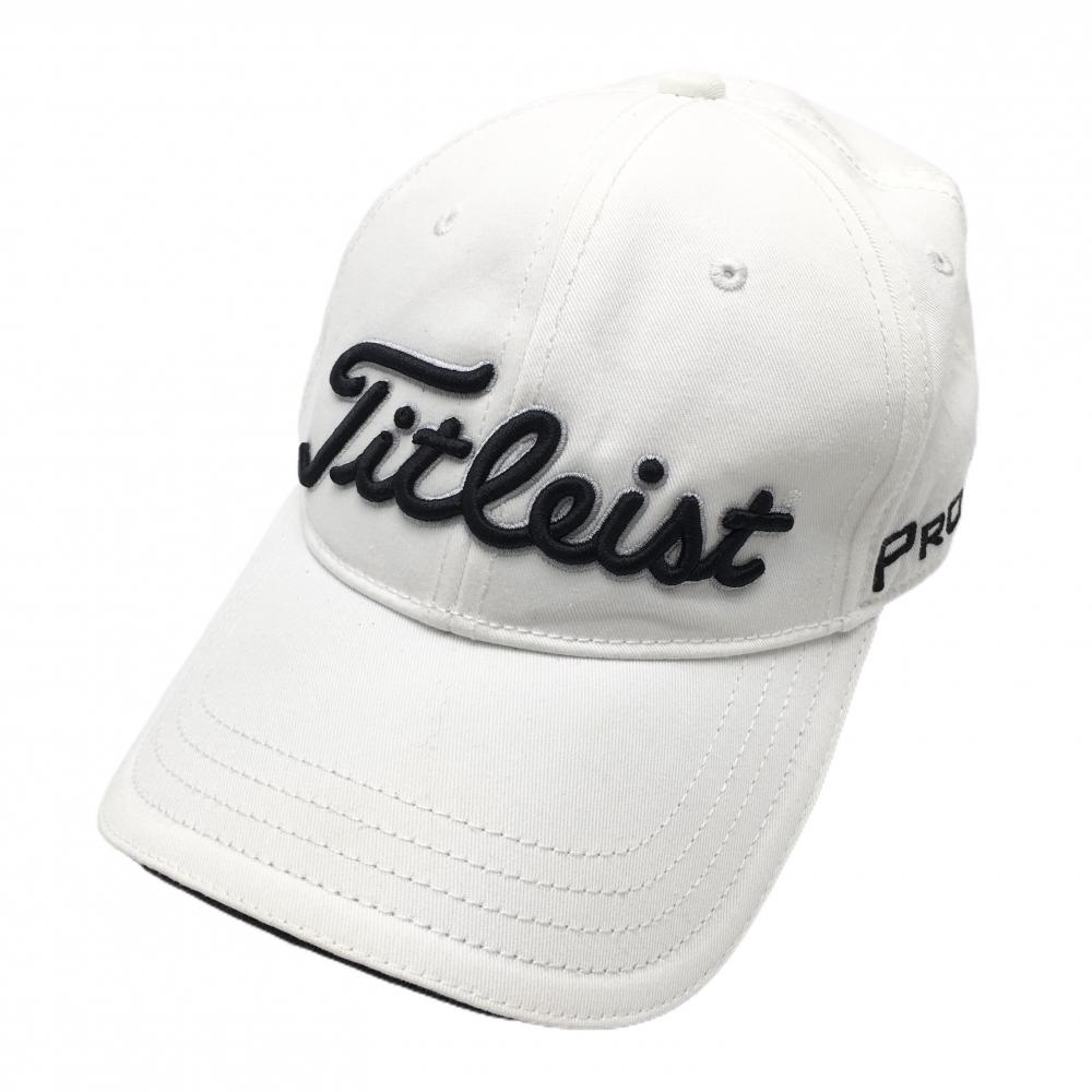 【美品】タイトリスト キャップ 白×黒 フットジョイ 立体ロゴ刺しゅう  ゴルフウェア TITLEIST