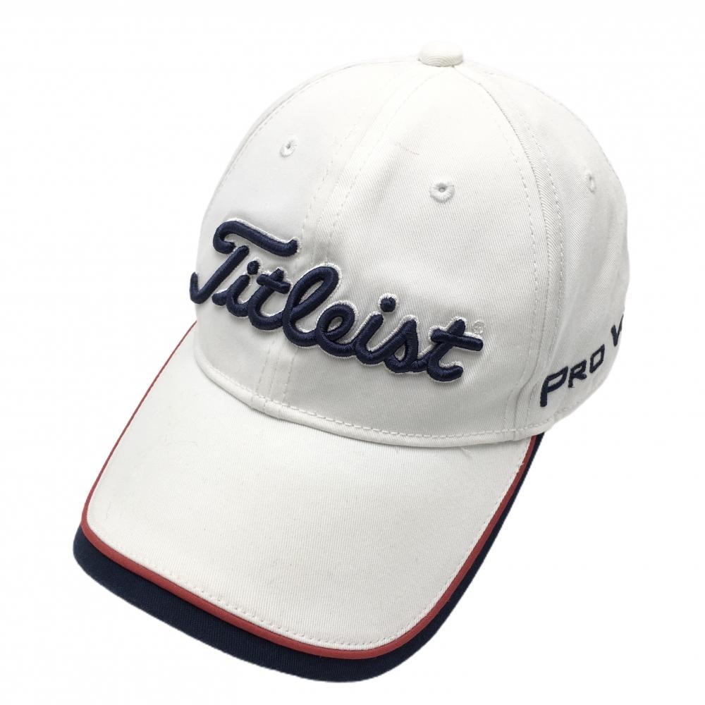 タイトリスト キャップ 白×ネイビー 立体ロゴ刺しゅう  レディースフリー（55-57cm）  ゴルフウェア TITLEIST