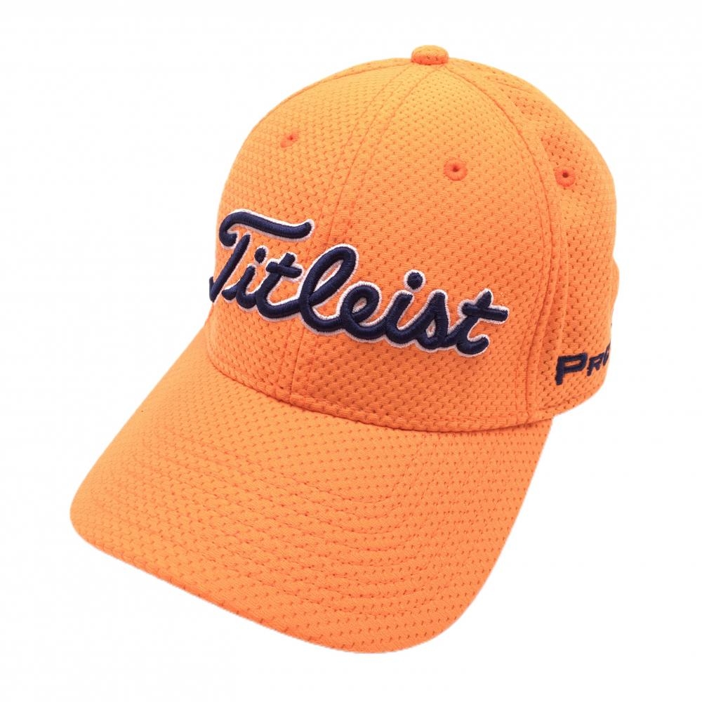 【超美品】タイトリスト キャップ オレンジ×ネイビー フットジョイ 立体ロゴ刺しゅう L/XL  ゴルフウェア TITLEIST