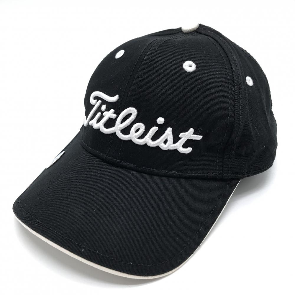 【美品】タイトリスト キャップ 黒×白 立体ロゴ マーカー付   ゴルフウェア TITLEIST