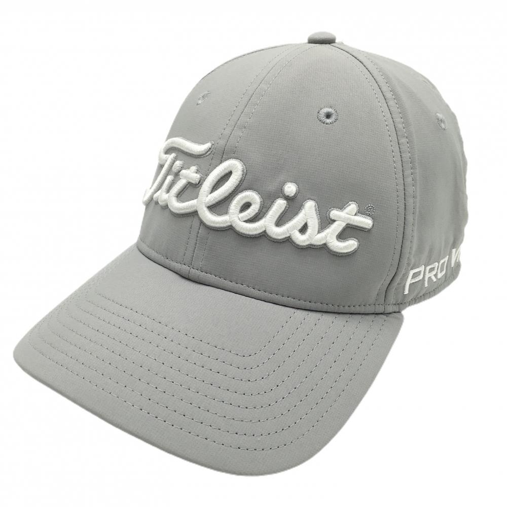 【超美品】タイトリスト×フットジョイ キャップ ライトグレー×白 立体ロゴ フリー(57-59cm)   ゴルフウェア TITLEIST