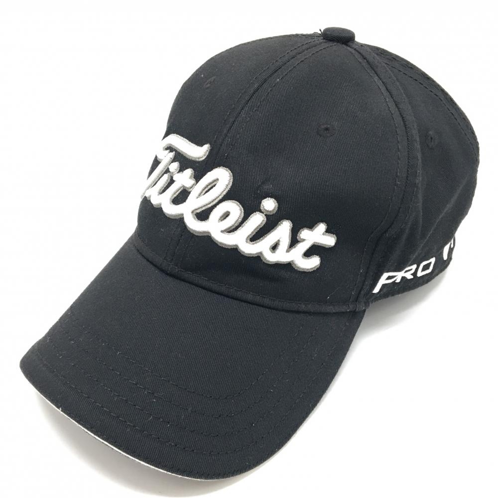 タイトリスト キャップ 黒×白 立体ロゴ フットジョイ   ゴルフウェア TITLEIST