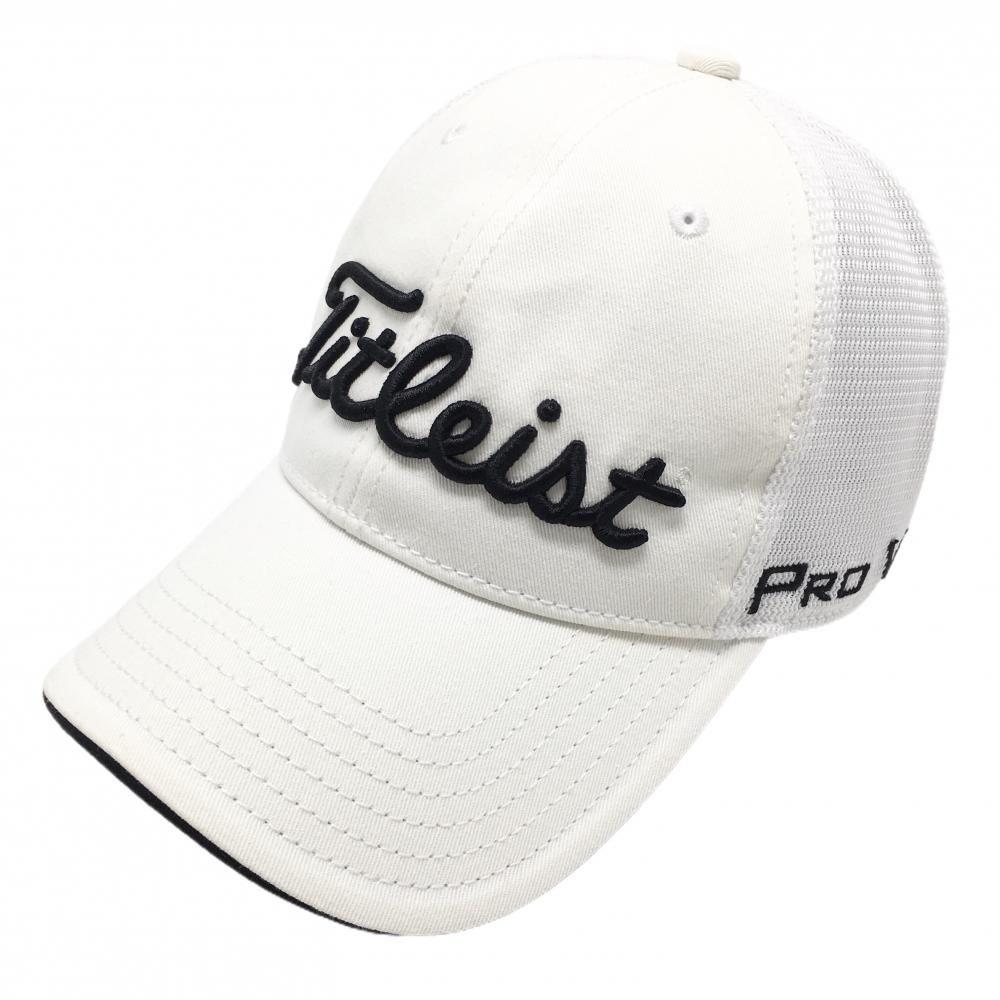 タイトリスト メッシュキャップ 白系×黒 立体ロゴ   ゴルフウェア TITLEIST
