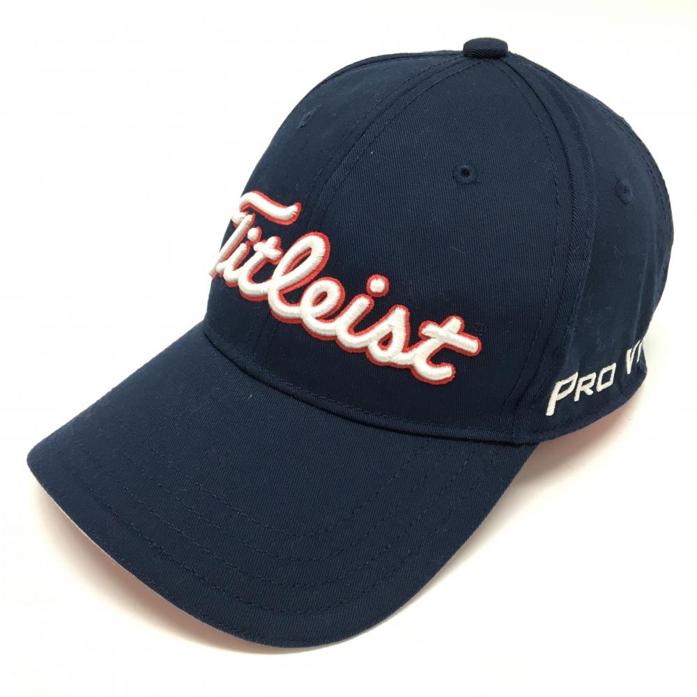 【美品】タイトリスト×フットジョイ キャップ ネイビー×白 ロゴ刺しゅう   ゴルフウェア TITLEIST