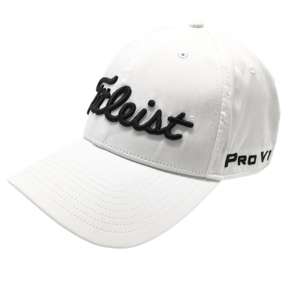 タイトリスト キャップ 白×黒 PRO V1 立体ロゴ刺しゅう フットジョイ M/L   ゴルフウェア TITLEIST