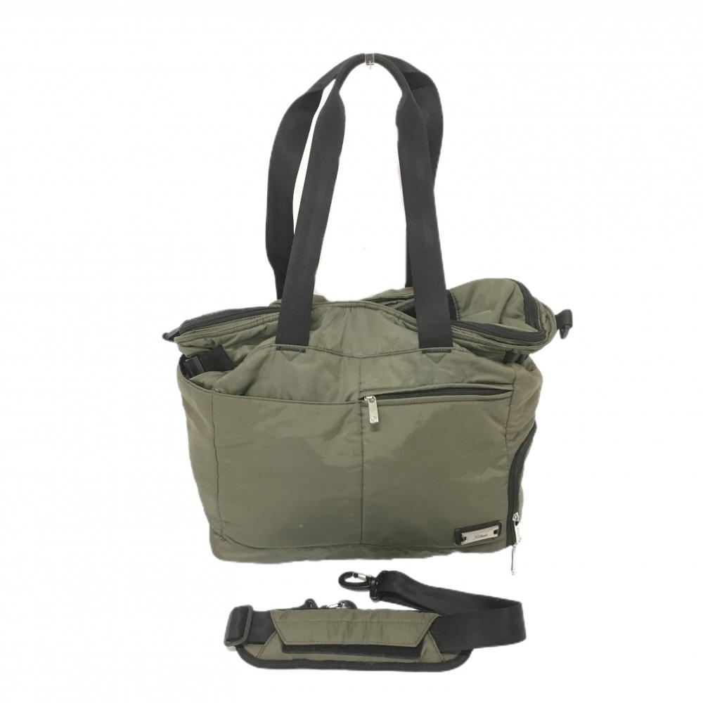 タイトリスト 2WAYボストンバッグ カーキ×黒 上部メッシュポケット ショルダーストラップ付 ゴルフ TITLEIST