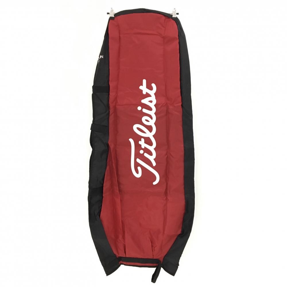 【未使用品】タイトリスト トラベルカバー レッド系×白 ロゴプリント 収納袋付 TOM WATSON Golf Course ゴルフ TITLEIST