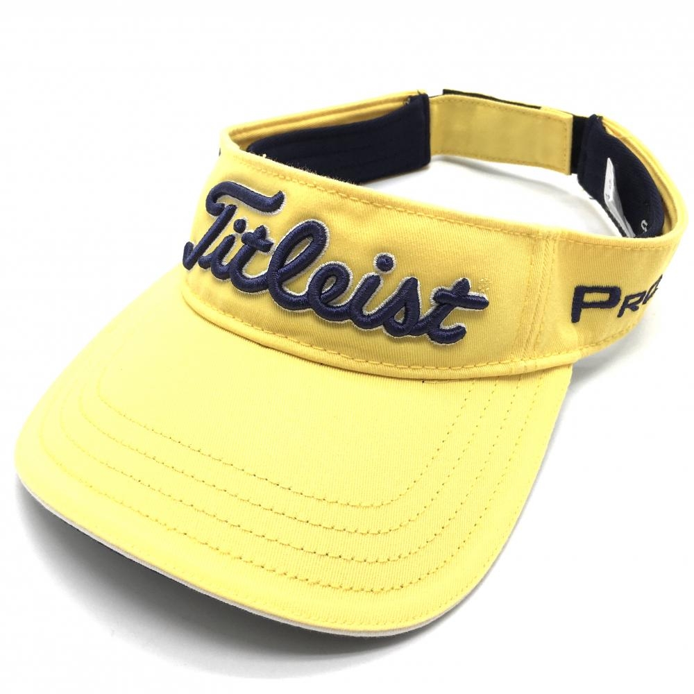 【超美品】タイトリスト サンバイザー イエロー×ネイビー フットジョイ PRO V1 表記なし  ゴルフウェア TITLEIST