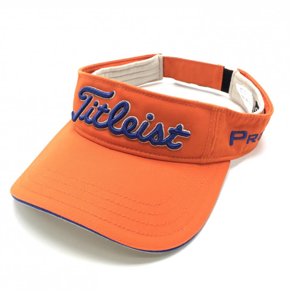 【超美品】タイトリスト サンバイザー オレンジ×ブルー フットジョイ PRO V1 表記なし  ゴルフウェア TITLEIST