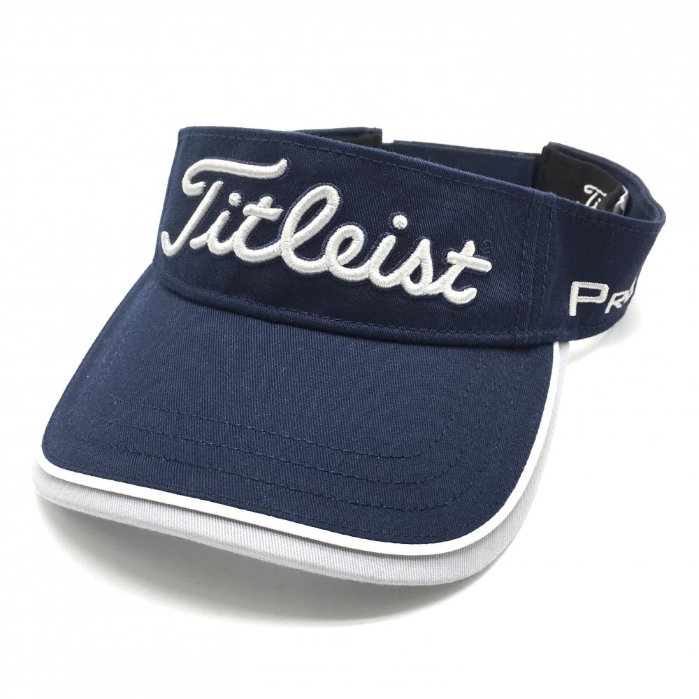【超美品】タイトリスト サンバイザー ネイビー×ライトグレー フットジョイ PRO V1 表記なし  ゴルフウェア TITLEIST