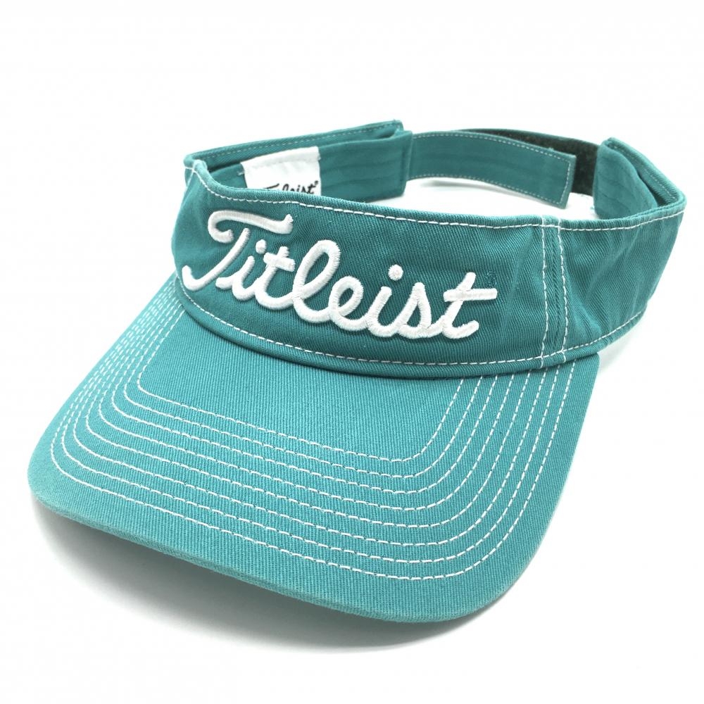 タイトリスト サンバイザー ブルーグリーン×白 ステッチ PRO V1  表記なし  ゴルフウェア TITLEIST