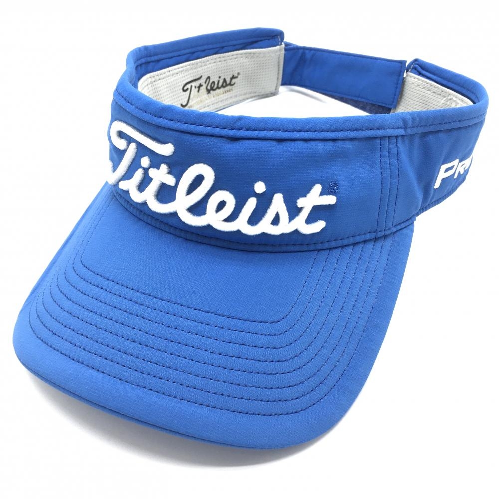 【美品】タイトリスト サンバイザー ブルー×白 フットジョイ PRO V1  表記なし  ゴルフウェア TITLEIST