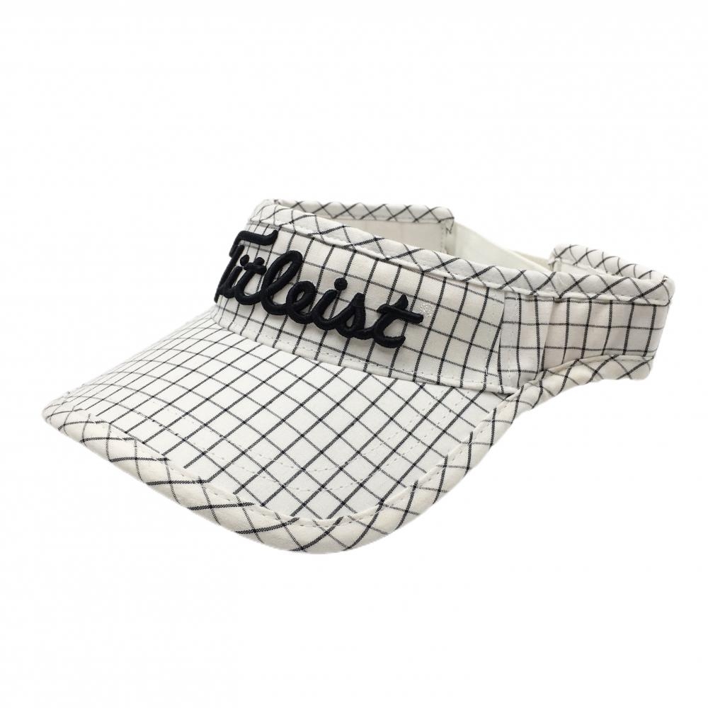 タイトリスト サンバイザー 白×黒 格子柄 額・縁汚れ  ゴルフウェア TITLEIST