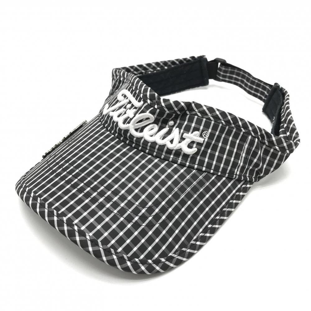 タイトリスト サンバイザー 黒×白 チェック 立体ロゴ フットジョイ   ゴルフウェア TITLEIST