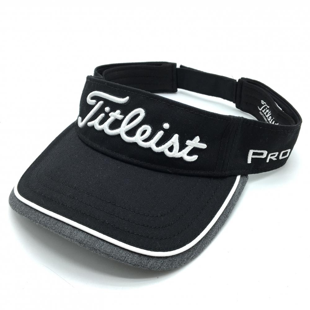 【超美品】タイトリスト サンバイザー 黒×白 立体ロゴ フットジョイ   ゴルフウェア TITLEIST