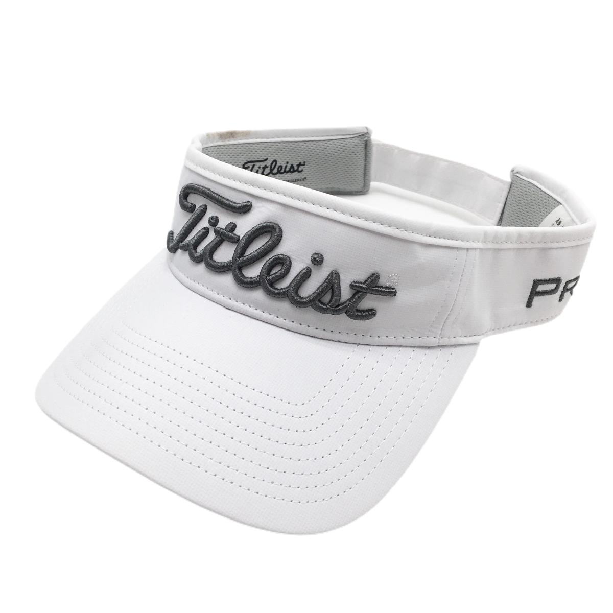 【美品】タイトリスト サンバイザー 白×グレー 立体ロゴ フットジョイ  フリー(57-59cm)   ゴルフウェア TITLEIST