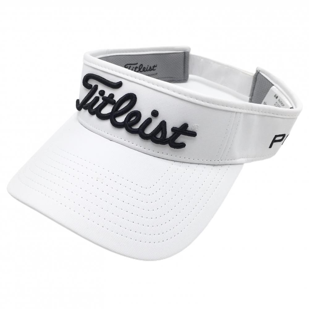 【美品】タイトリスト サンバイザー 白×黒 立体ロゴ    ゴルフウェア TITLEIST