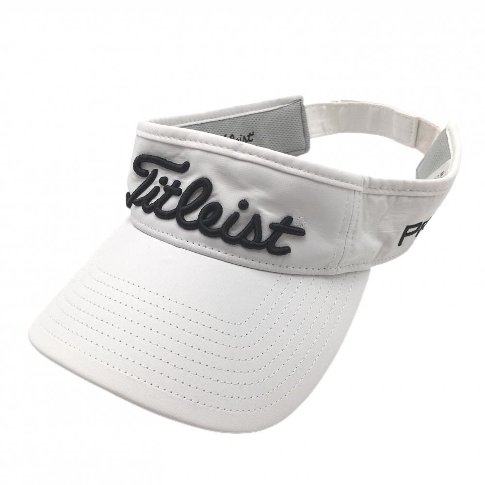 【超美品】タイトリスト×フットジョイ サンバイザー 白×黒 立体ロゴ  フリー(57～59cm)   ゴルフウェア TITLEIST
