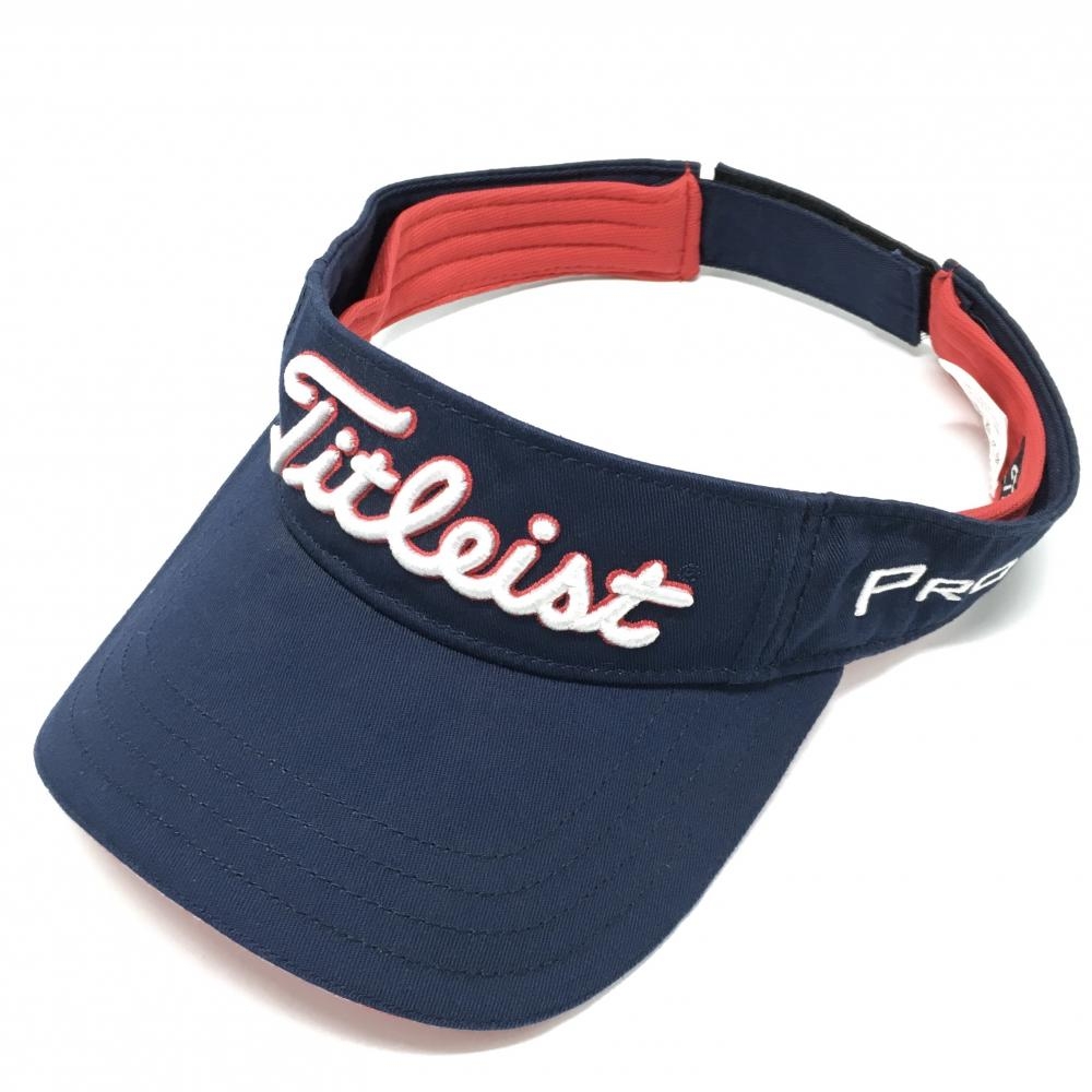 【超美品】タイトリスト×フットジョイ サンバイザー ネイビー×白 ロゴ刺しゅう   ゴルフウェア TITLEIST