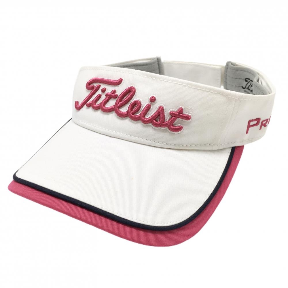 タイトリスト サンバイザー 白×ピンク 立体ロゴ フットジョイ レディスフリー(55-57㎝)   ゴルフウェア TITLEIST