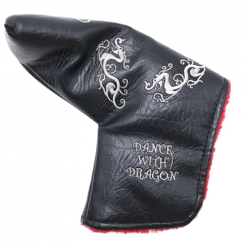 【美品】ダンスウィズドラゴン パターカバー 黒×グレー ロゴ総柄 ピン型 ゴルフ Dance With Dragon