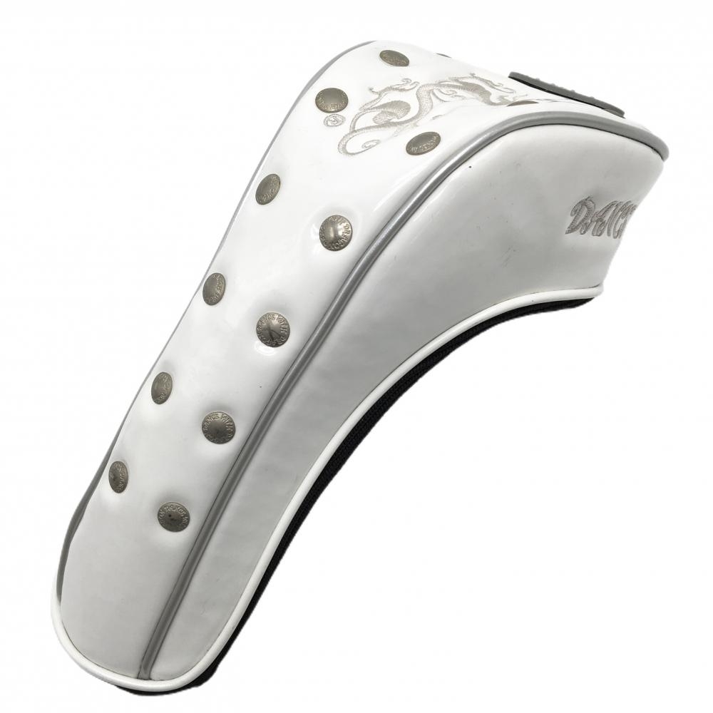 ダンスウィズドラゴン ヘッドカバー(FW) 白×ライトグレー ロゴ刺しゅう  ゴルフ Dance With Dragon