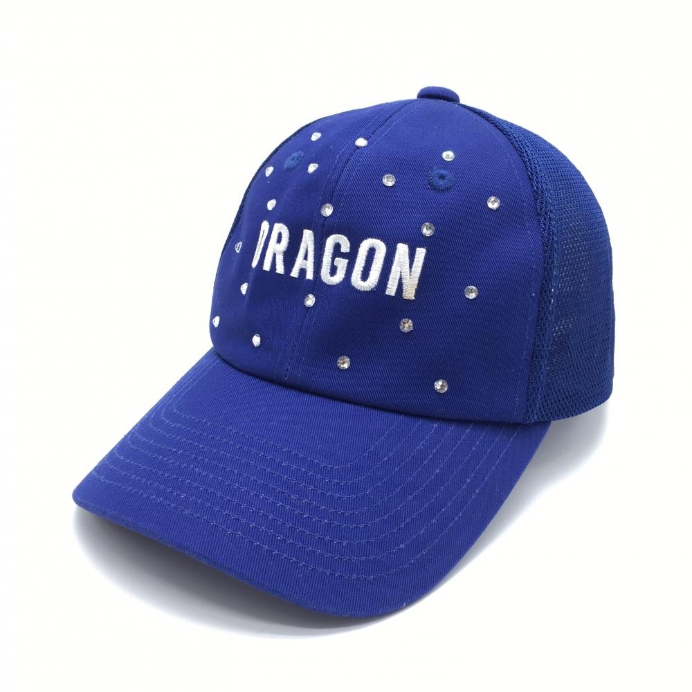 【超美品】ダンスウィズドラゴン メッシュキャップ ブルー ラインストーン ロゴ刺しゅう 99(F)  ゴルフウェア Dance With Dragon