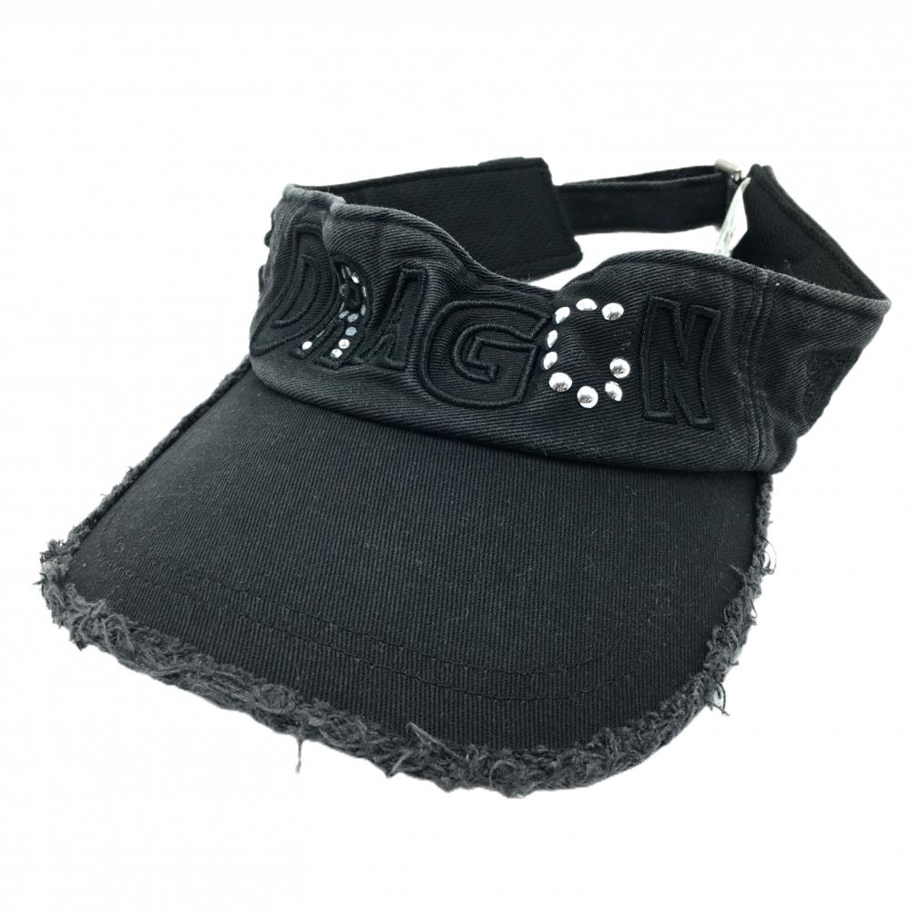 ダンスウィズドラゴン サンバイザー 黒 ダメージ加工 ティー装着可 99(F)   ゴルフウェア Dance With Dragon