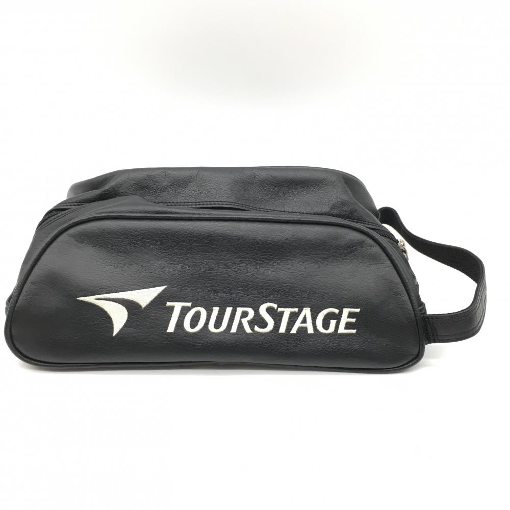 ツアーステージ シューズケース 黒×白 ロゴ刺しゅうゴルフ TOURSTAGE 画像