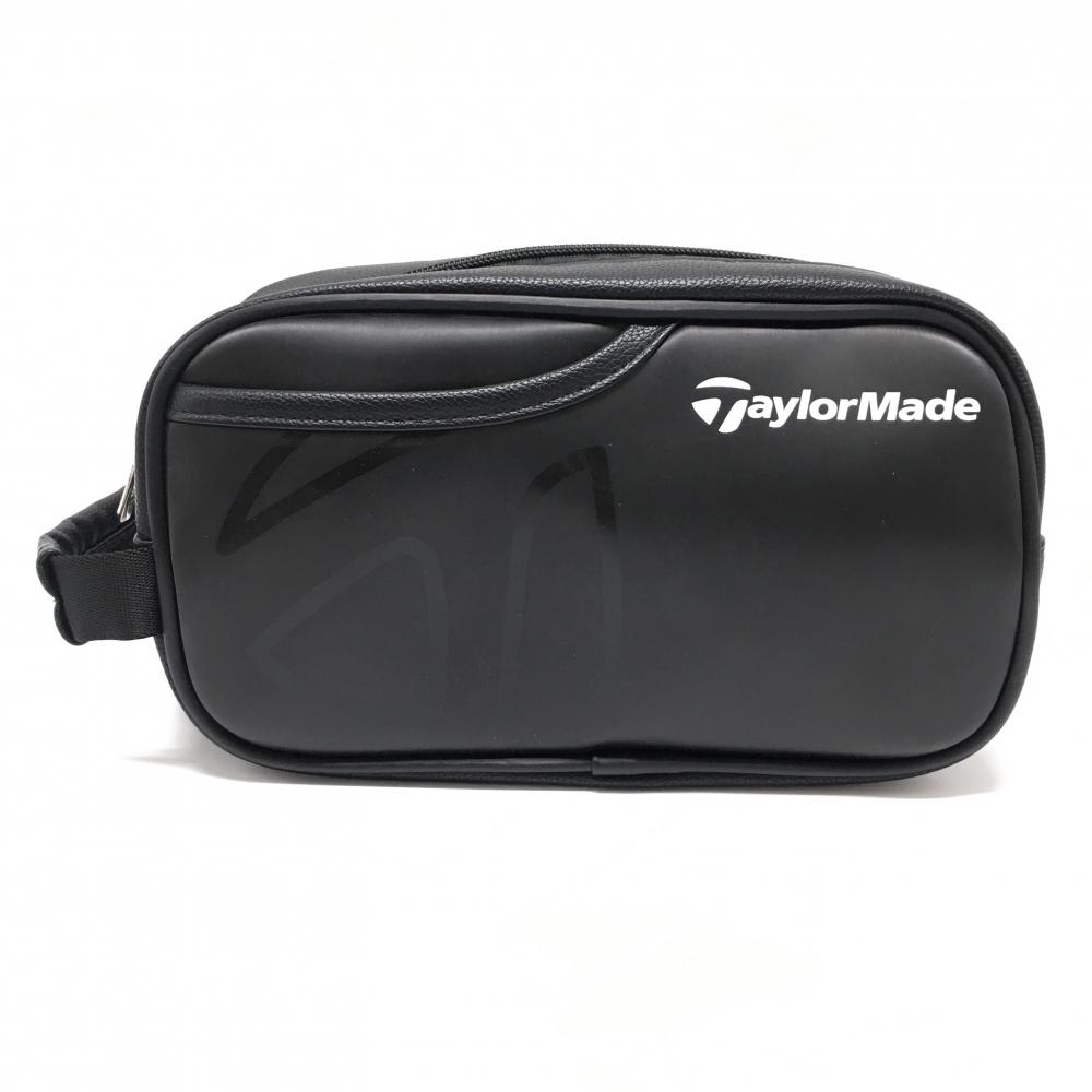 【超美品】テーラーメイド カートバッグ 黒×白 ロゴプリント 外ポケット ゴルフ TaylorMade