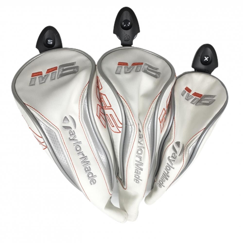 テーラーメイド ヘッドカバー3点セット（FW×2.UT) 白×レッド 刺しゅうゴルフ TaylorMade