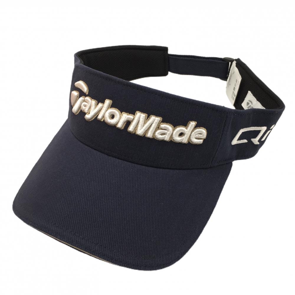 【超美品】テーラーメイド サンバイザー ネイビー×白 綿100％ 立体ロゴ フリー(57-59cm)  ゴルフウェア TaylorMade