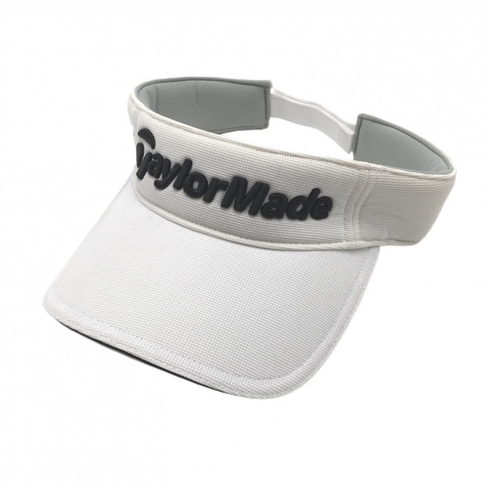 【美品】テーラーメイド サンバイザー 白×黒 立体ロゴ  ゴルフウェア TaylorMade