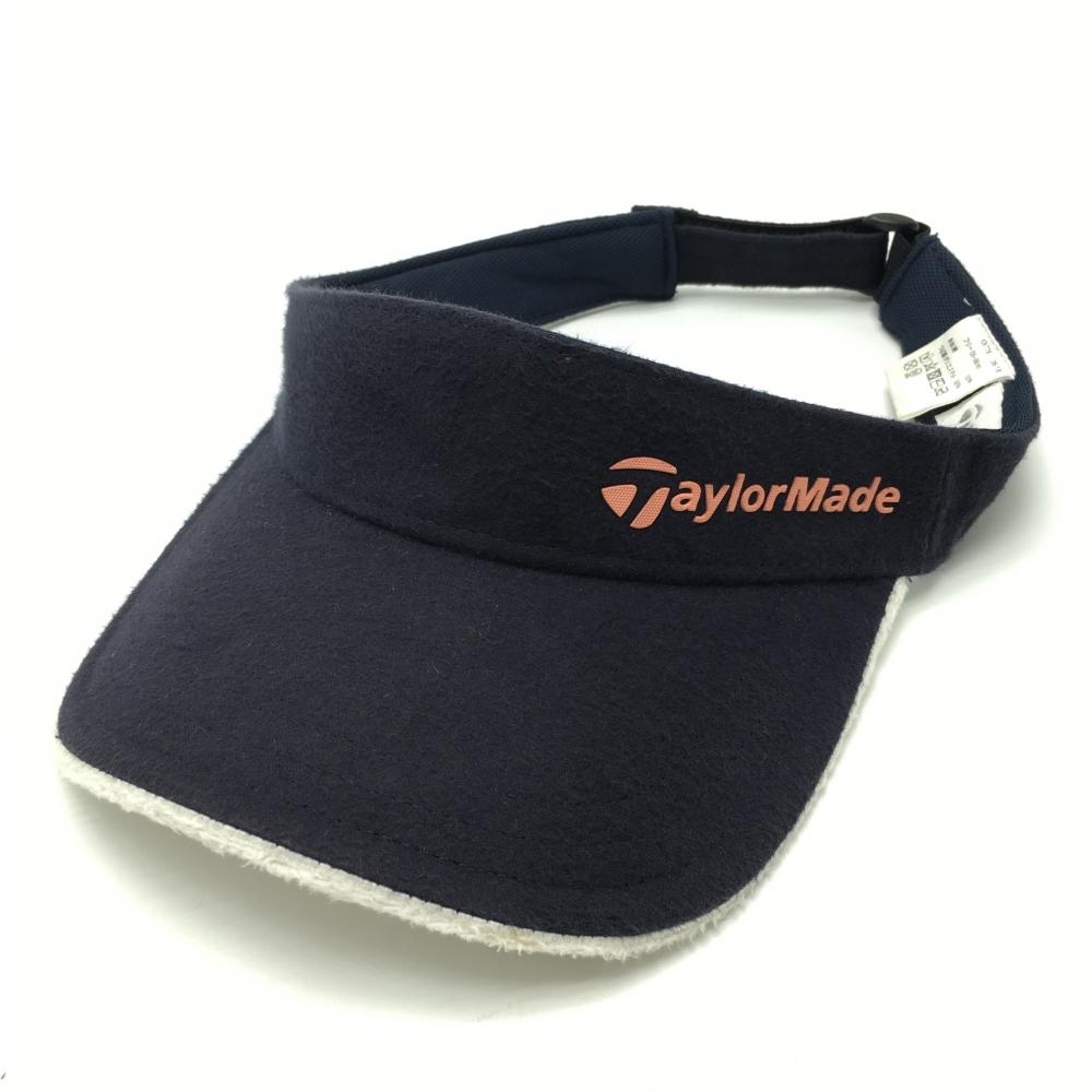 テーラーメイド サンバイザー ネイビー×ピンク 起毛素材  フリー(56-58cm)  ゴルフウェア TaylorMade