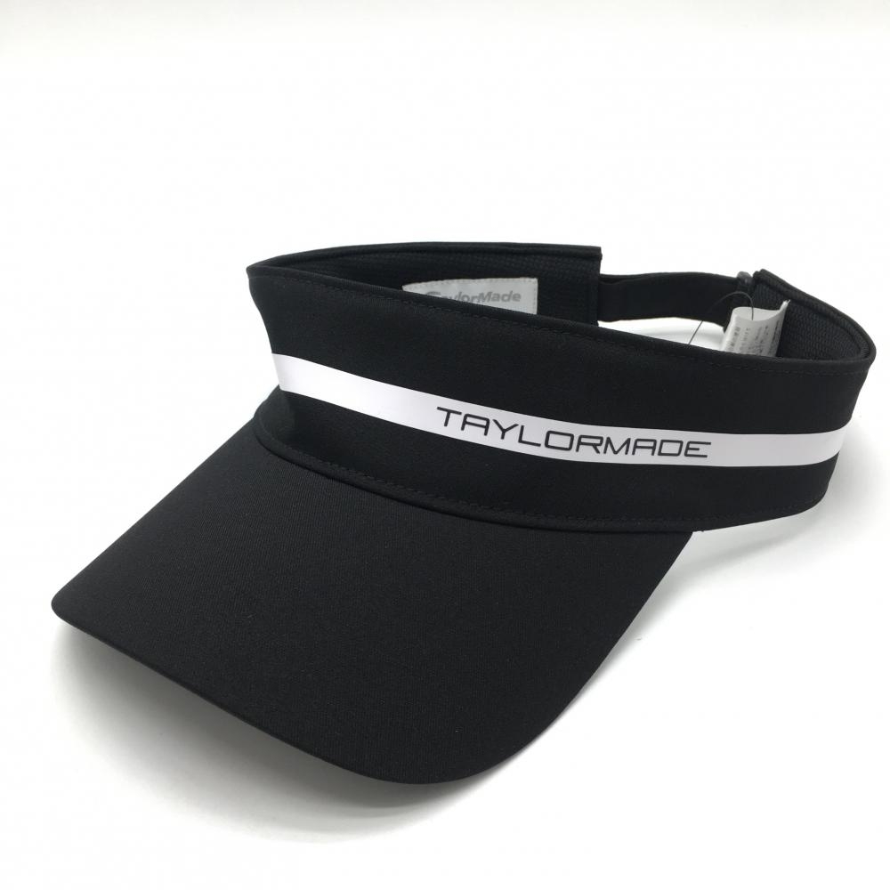 【新品】テーラーメイド サンバイザー 黒×白 ロゴ 吸汗速乾 フリー(57-59㎝)   ゴルフウェア TaylorMade