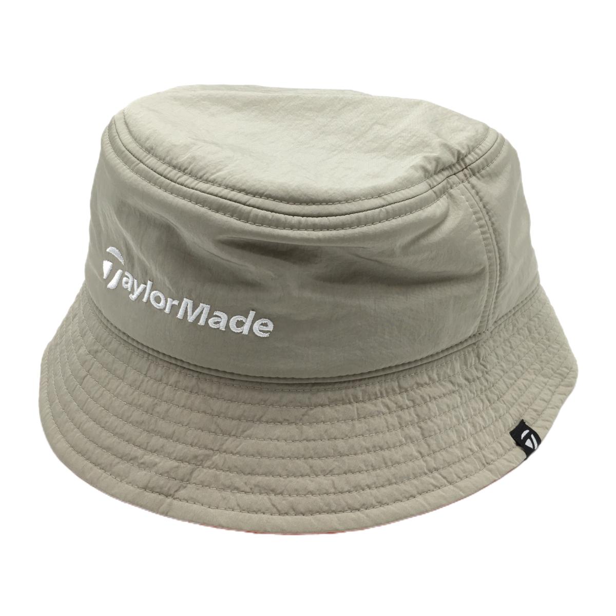 【超美品】テーラーメイド ナイロンバケットハット ベージュ ロゴ白 58cm  ゴルフウェア 2023年モデル TaylorMade