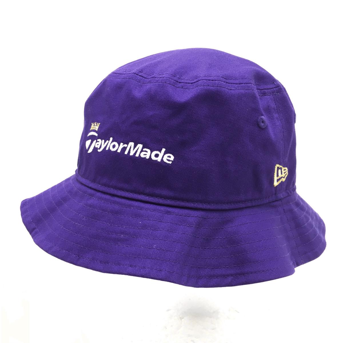 【超美品】テーラーメイド バケットハット パープル×ゴールド 綿100％ ロゴ刺しゅう MEDIUM/LARGE  ゴルフウェア TaylorMade