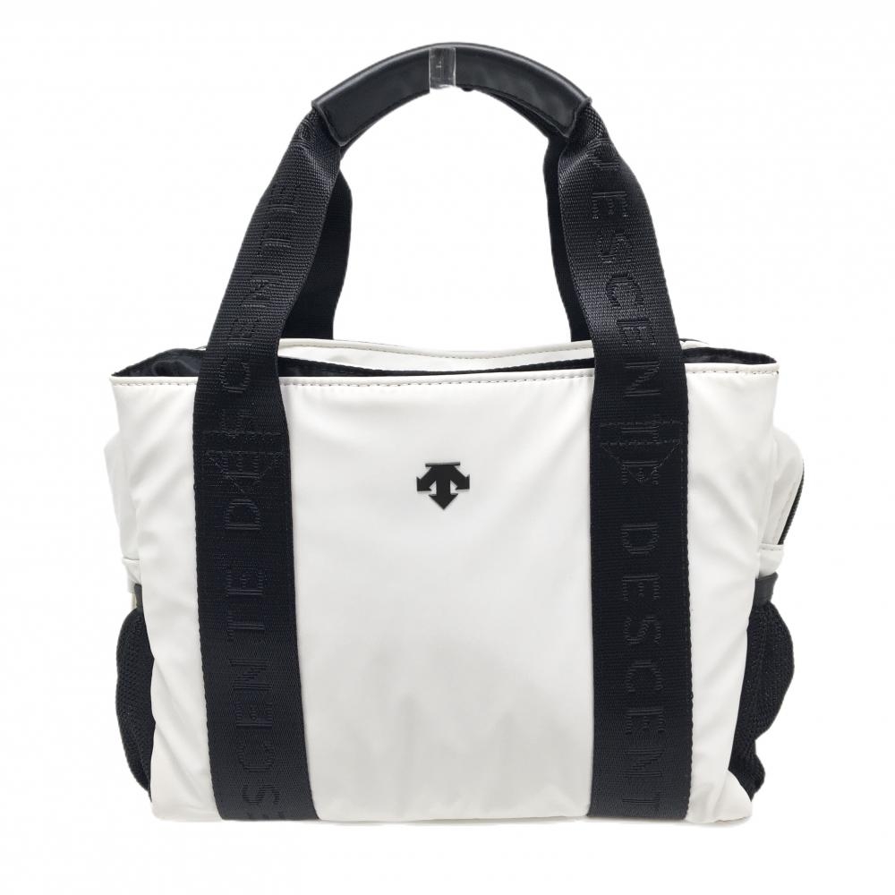 【美品】デサント カートバッグ 白×黒 持ち手ロゴテープ  ゴルフ DESCENTE