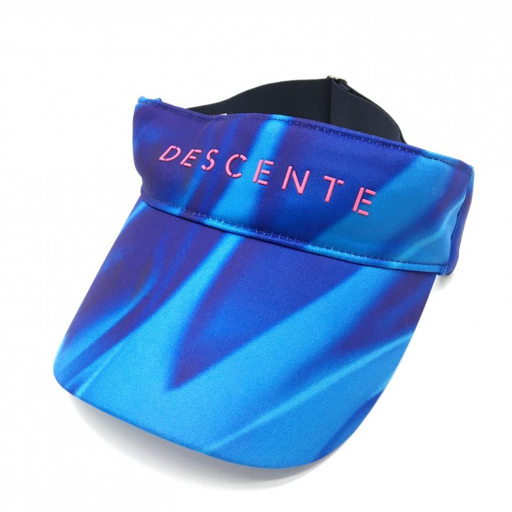 【超美品】デサントゴルフ サンバイザー ブルー×ネイビー マーブル柄 中田英寿   ゴルフウェア DESCENTE