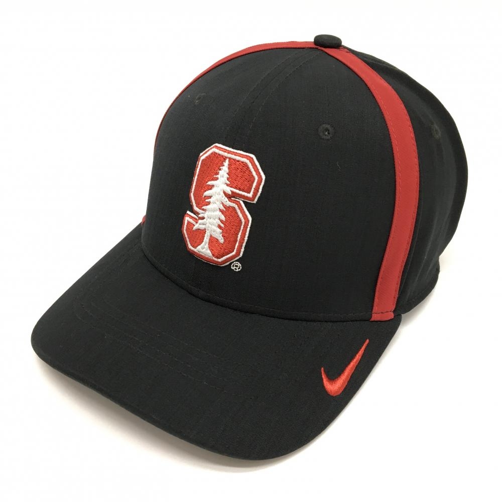 【美品】ナイキ キャップ 黒×レッド DRI-FIT ロゴ刺しゅう  ゴルフウェア NIKE