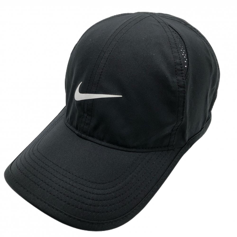 【超美品】ナイキ キャップ 黒×白 FEATHERLIGHT DRI-FIT ロゴプリント  ゴルフウェア NIKE