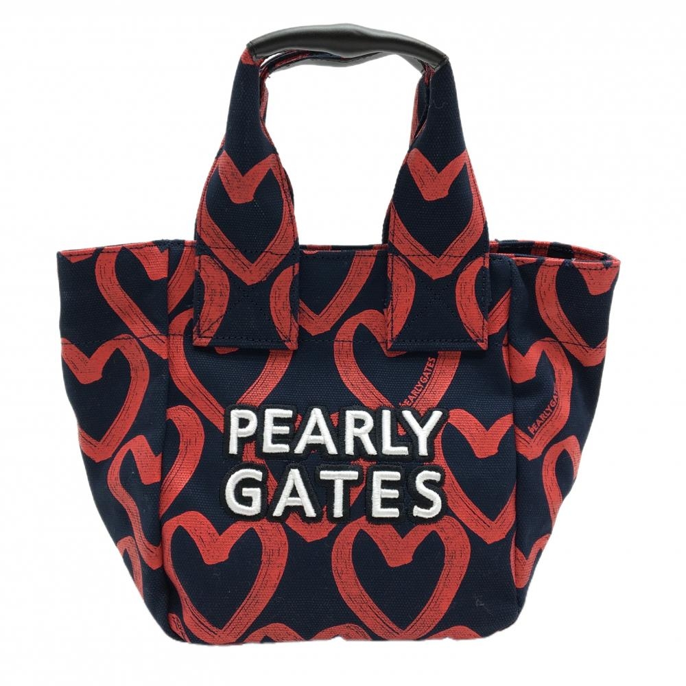 【美品】パーリーゲイツ カートバッグ ネイビー×レッド ハート柄 ゴルフ PEARLY GATES
